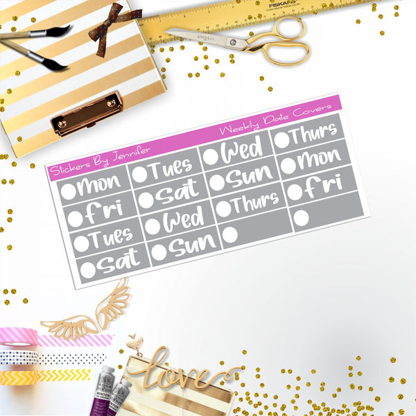 Weekly Date Covers R102 Planner Stickers, Journal Stickers, Functional Planner Stickers, Stationary Stickers
