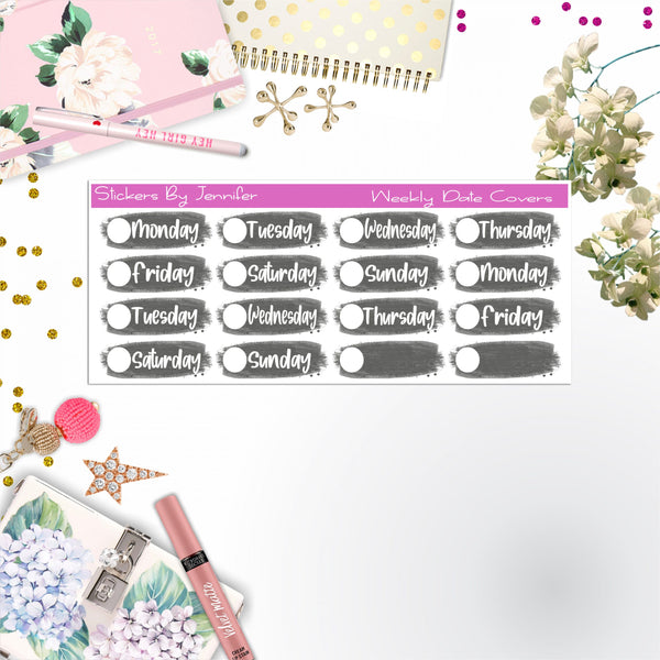 Weekly Date Covers 102 Planner Stickers, Journal Stickers, Functional Planner Stickers, Stationary Stickers