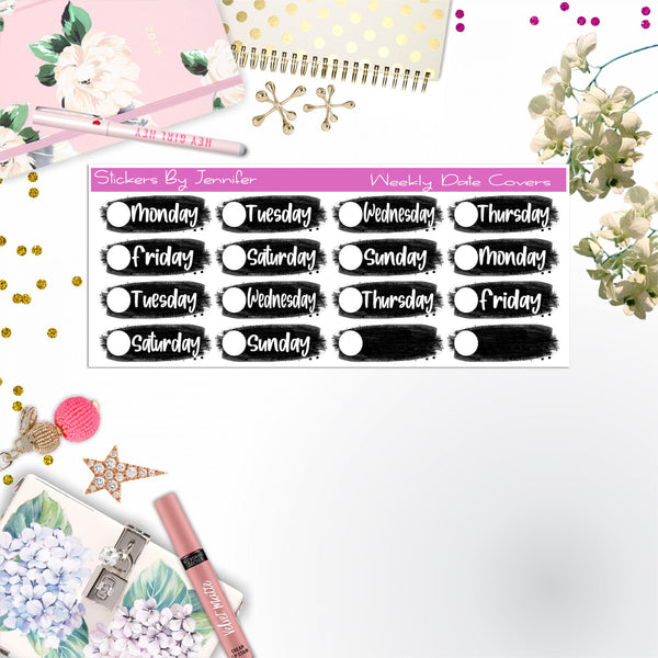 Weekly Date Covers 103 Planner Stickers, Journal Stickers, Functional Planner Stickers, Stationary Stickers