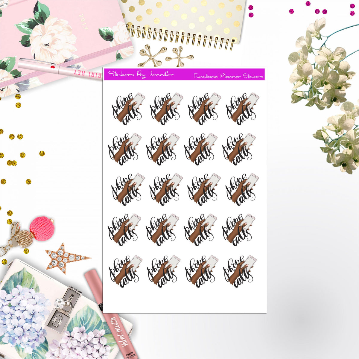 Phone Calls Icon Stickers, Bullet Journal Stickers, Functional Planner Stickers, Stationary Stickers