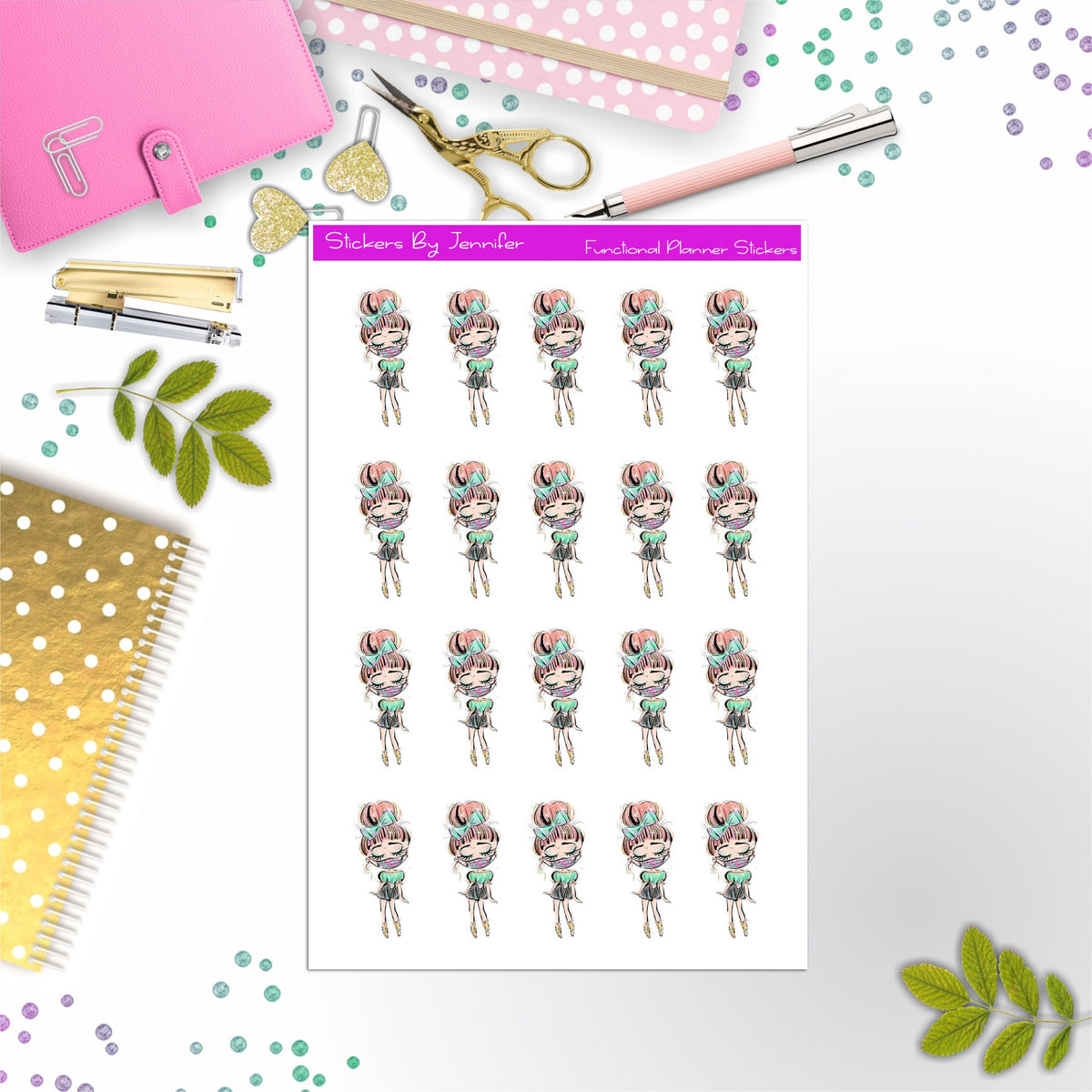 Face Mask Girl Planner Stickers, Bullet Journal Stickers, Functional Planner Stickers, Stationary Stickers