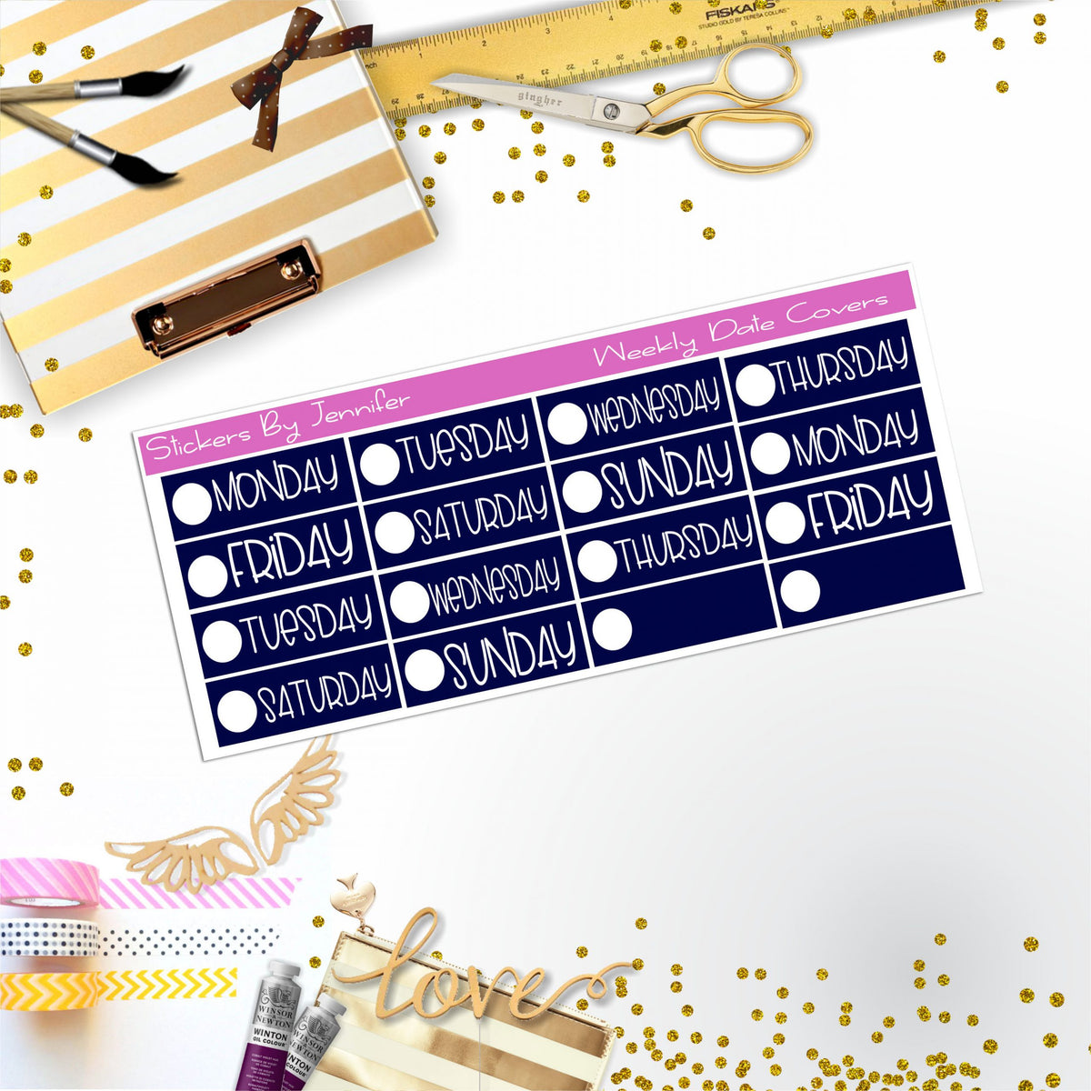 Weekly Date Covers P012 Planner Stickers, Journal Stickers, Functional Planner Stickers, Stationary Stickers