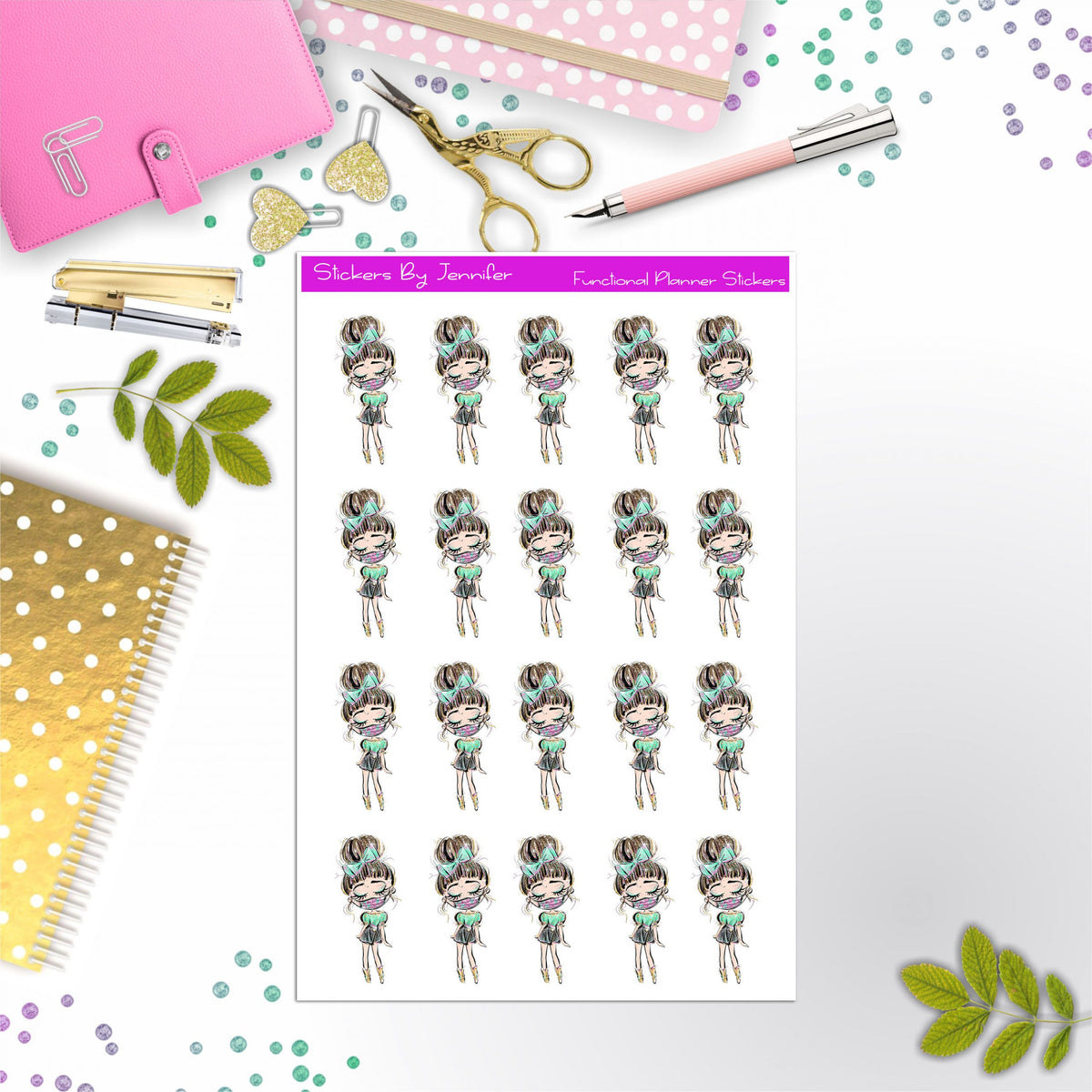 Face Mask Girl Planner Stickers, Bullet Journal Stickers, Functional Planner Stickers, Stationary Stickers