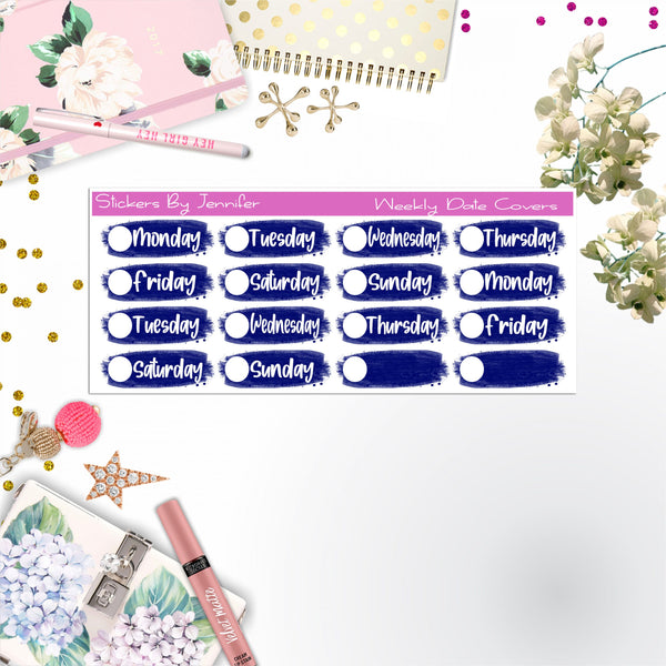 Weekly Date Covers 012 Planner Stickers, Journal Stickers, Functional Planner Stickers, Stationary Stickers