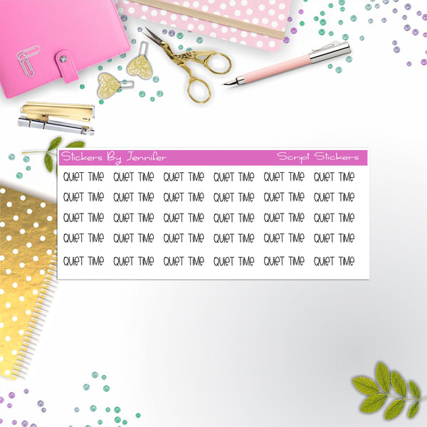 Quite Time Script Stickers, Typography Stickers, Planner Stickers