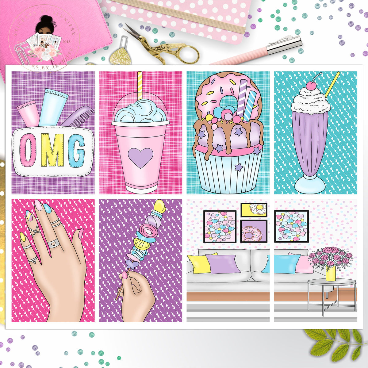 Girls Day  Full Box Planner Stickers, Big Happy Planner, Erin Condren, Classic Happy Planner