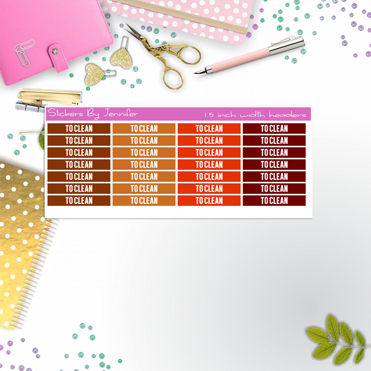 To Clean 013 Planner Headers, Planner Stickers, Journal Stickers, Functional Planner Stickers, Stationary Stickers