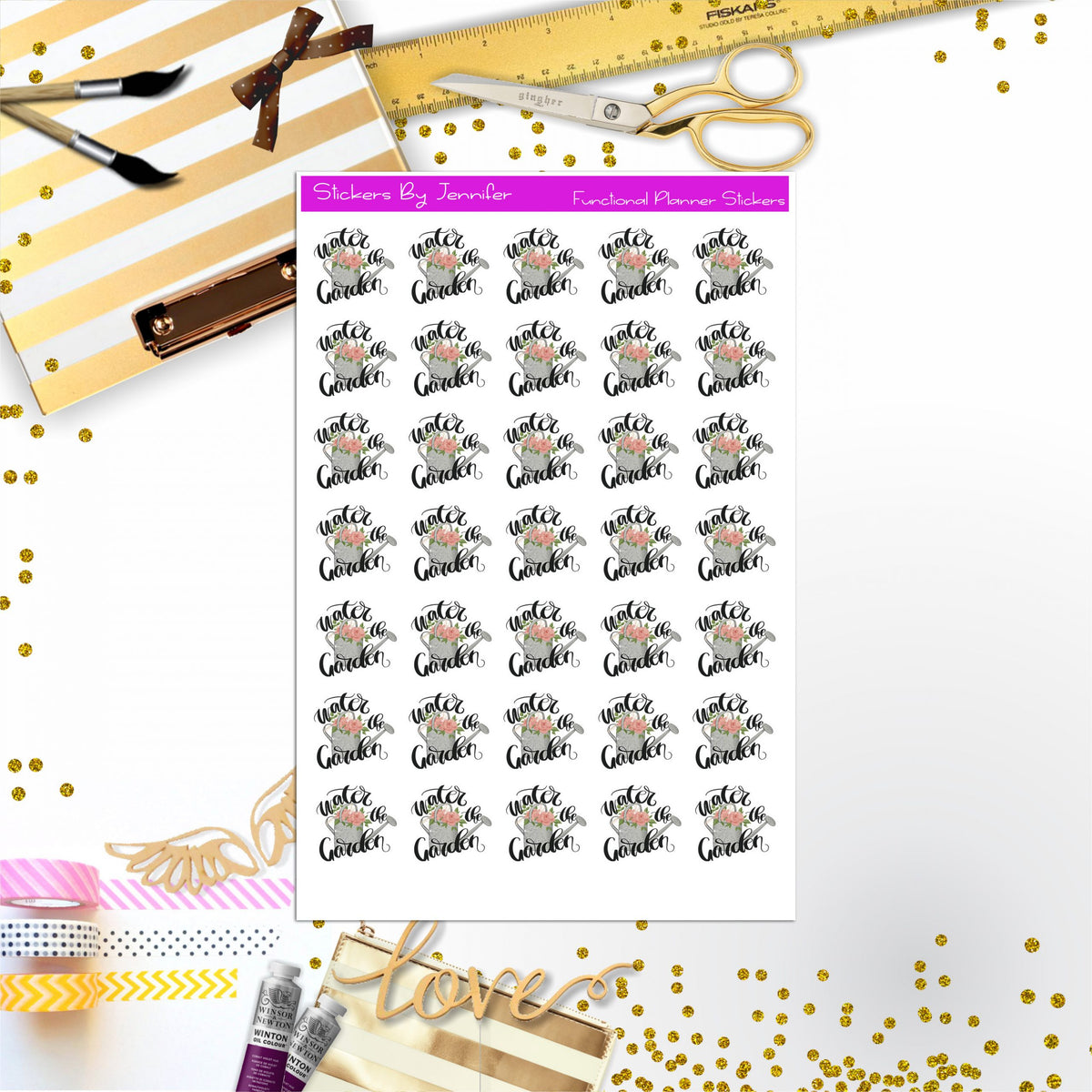 Water Garden Icon Stickers, Planner Stickers, Journal Stickers, Functional Planner Stickers, Stationary Stickers