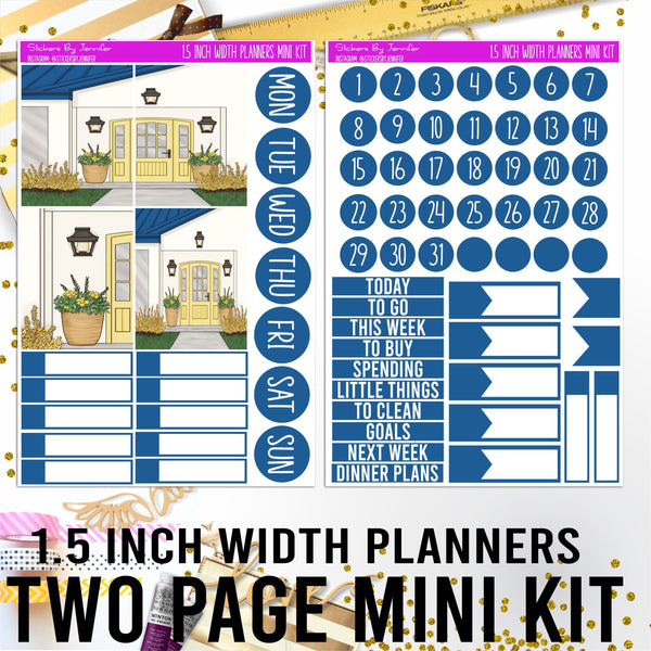 Two Page 1.5 Inch Width Mini Kit 013 Planner Stickers, Bullet Journal Stickers, Functional Planner Stickers, Stationary Stickers