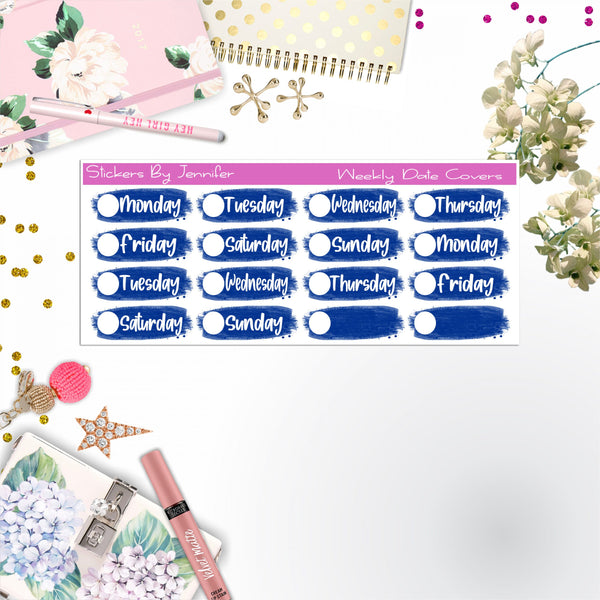 Weekly Date Covers 013 Planner Stickers, Journal Stickers, Functional Planner Stickers, Stationary Stickers