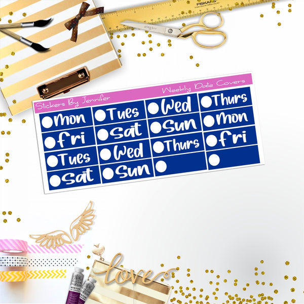 Weekly Date Covers R014 Planner Stickers, Journal Stickers, Functional Planner Stickers, Stationary Stickers