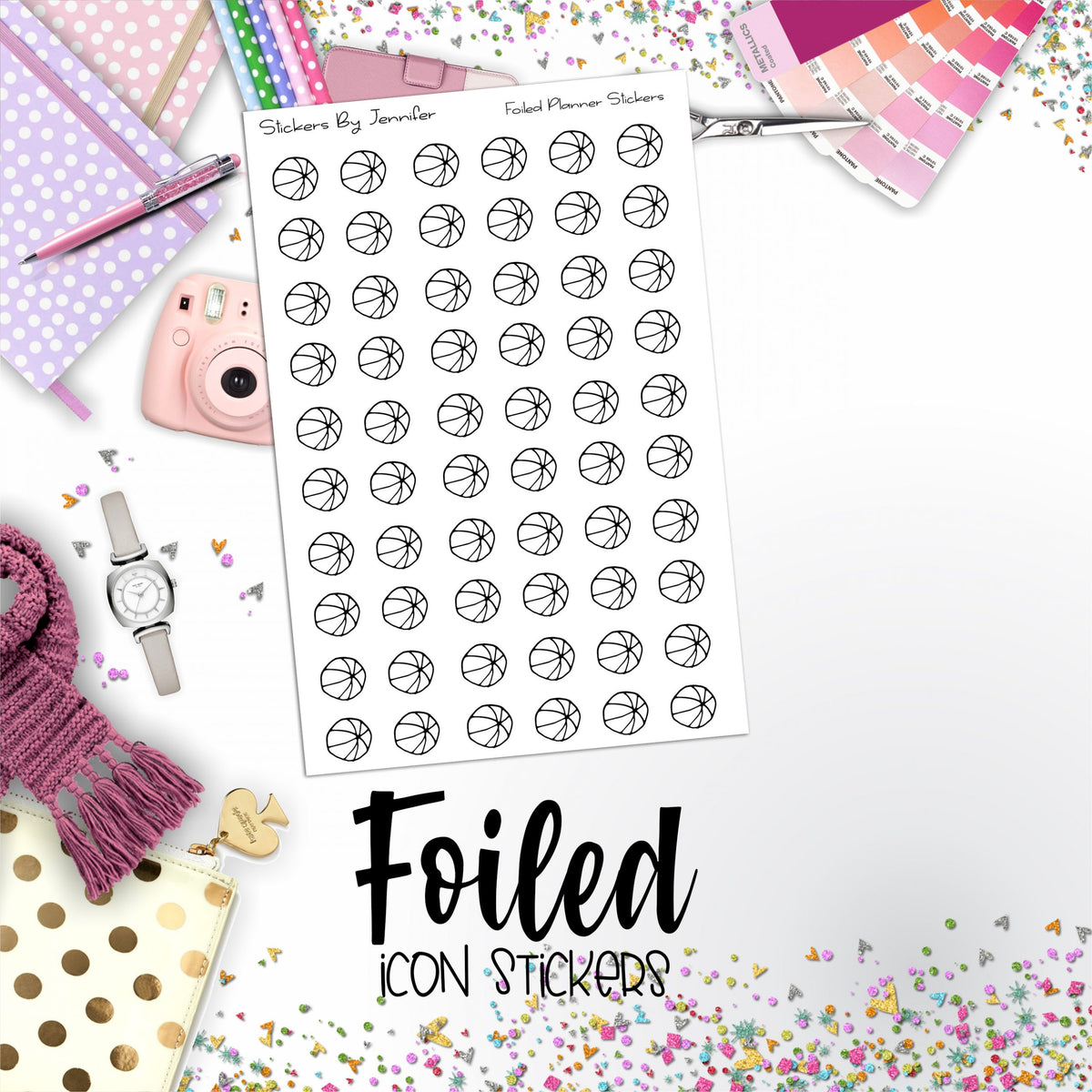 Ball Foiled Functional Sticker Sheet