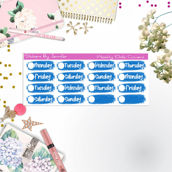 Weekly Date Covers 014 Planner Stickers, Journal Stickers, Functional Planner Stickers, Stationary Stickers