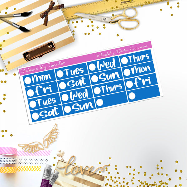 Weekly Date Covers R015 Planner Stickers, Journal Stickers, Functional Planner Stickers, Stationary Stickers
