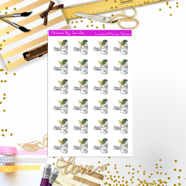 Grocery Shopping Stickers, Planner Stickers, Journal Stickers, Functional Planner Stickers, Stationary Stickers