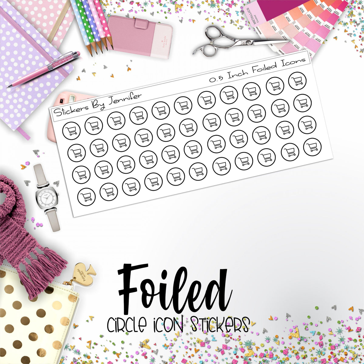 Online Shopping P-153 Functional Icons Sticker Sheet
