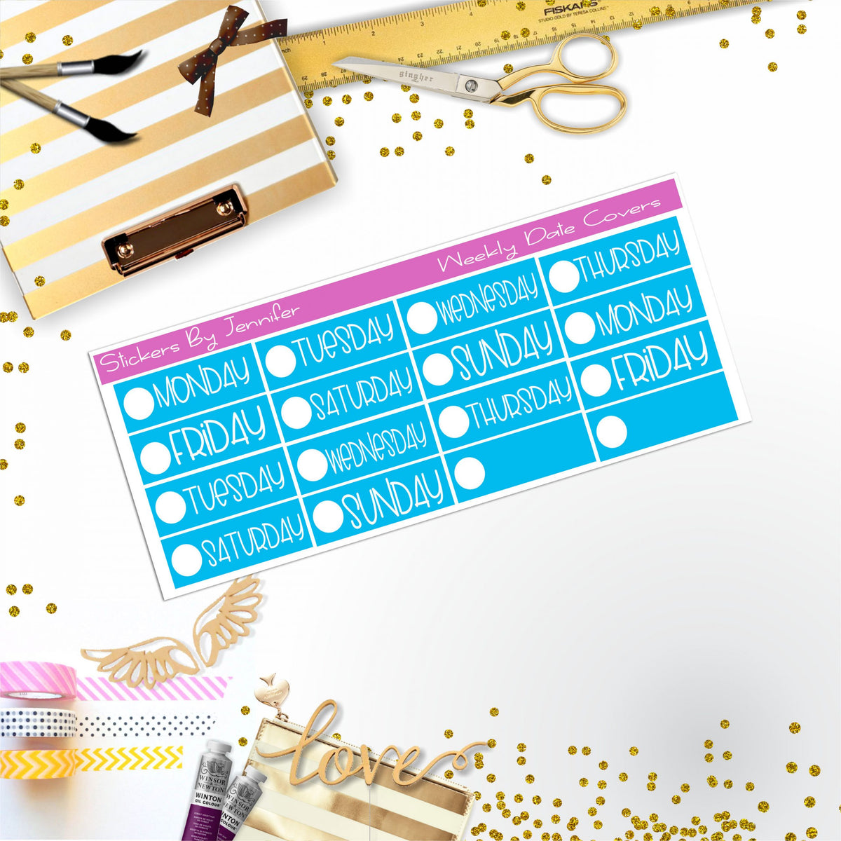 Weekly Date Covers P016 Planner Stickers, Journal Stickers, Functional Planner Stickers, Stationary Stickers
