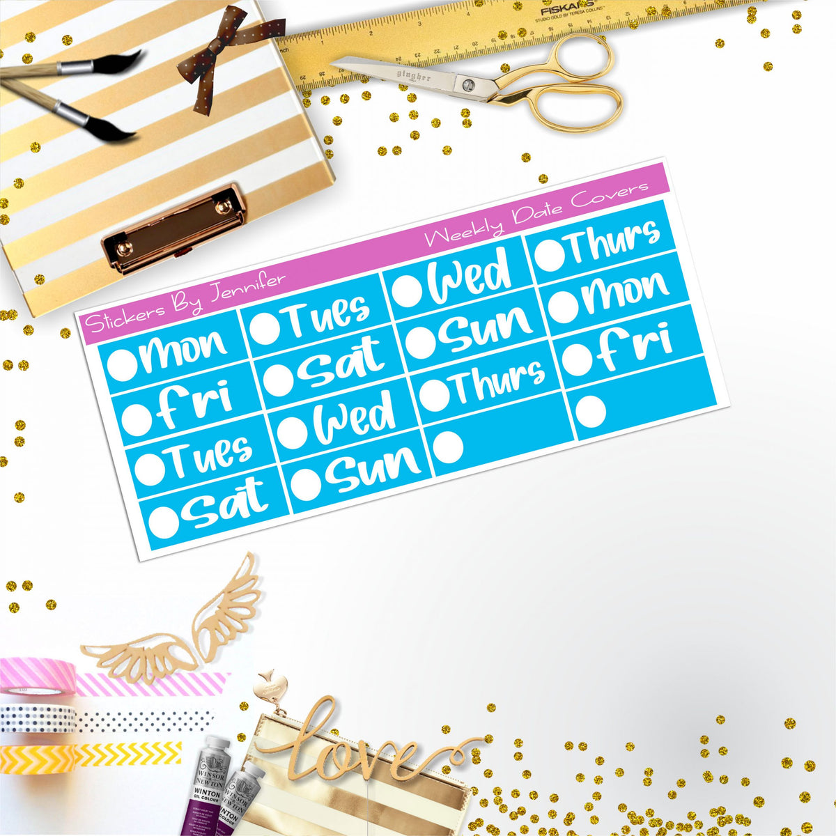 Weekly Date Covers R016 Planner Stickers, Journal Stickers, Functional Planner Stickers, Stationary Stickers