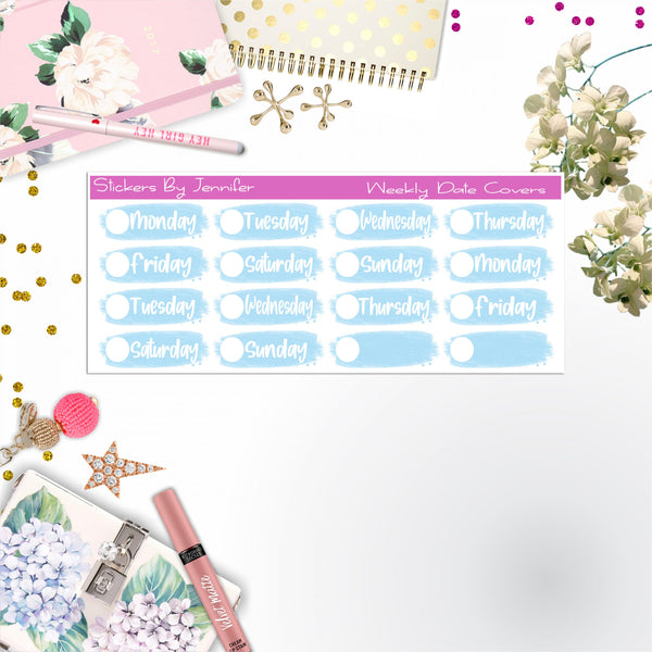 Weekly Date Covers 016 Planner Stickers, Journal Stickers, Functional Planner Stickers, Stationary Stickers