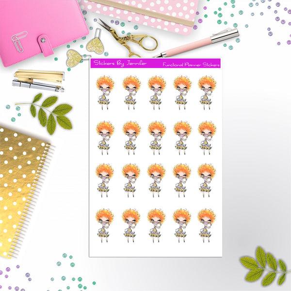 Face Mask Girl Planner Stickers, Bullet Journal Stickers, Functional Planner Stickers, Stationary Stickers
