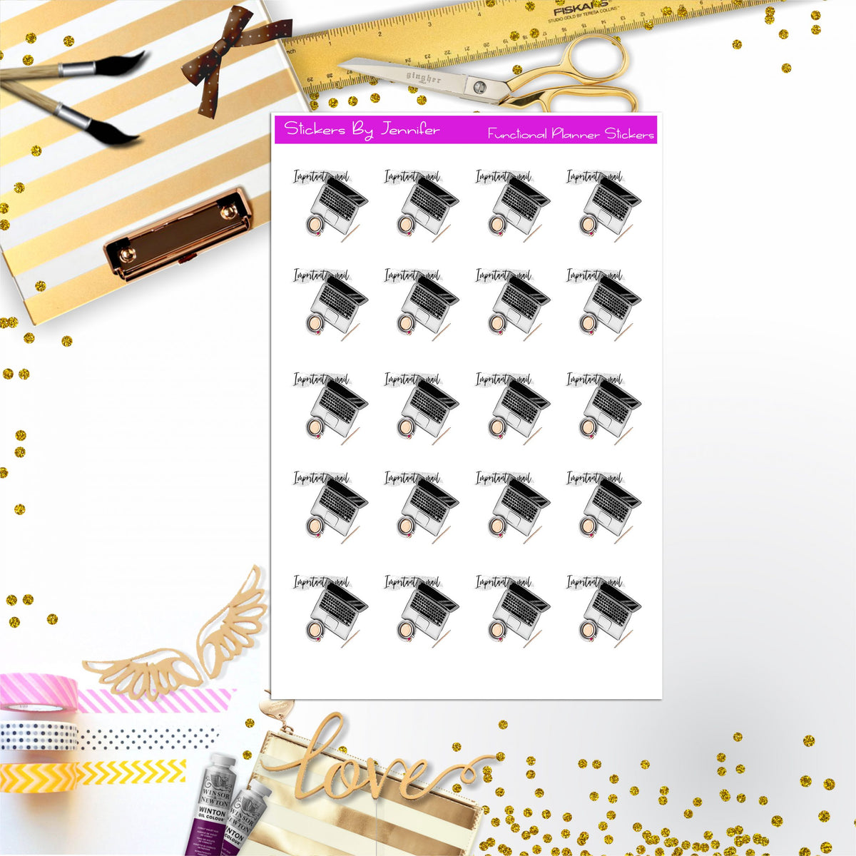 Important Email Stickers, Planner Stickers, Journal Stickers, Functional Planner Stickers, Stationary Stickers