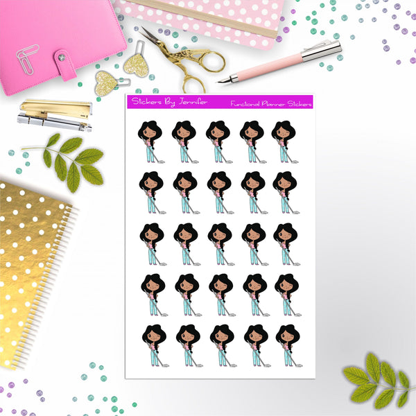 Cleaning Girl Planner Stickers, Bullet Journal Stickers, Functional Planner Stickers, Stationary Stickers