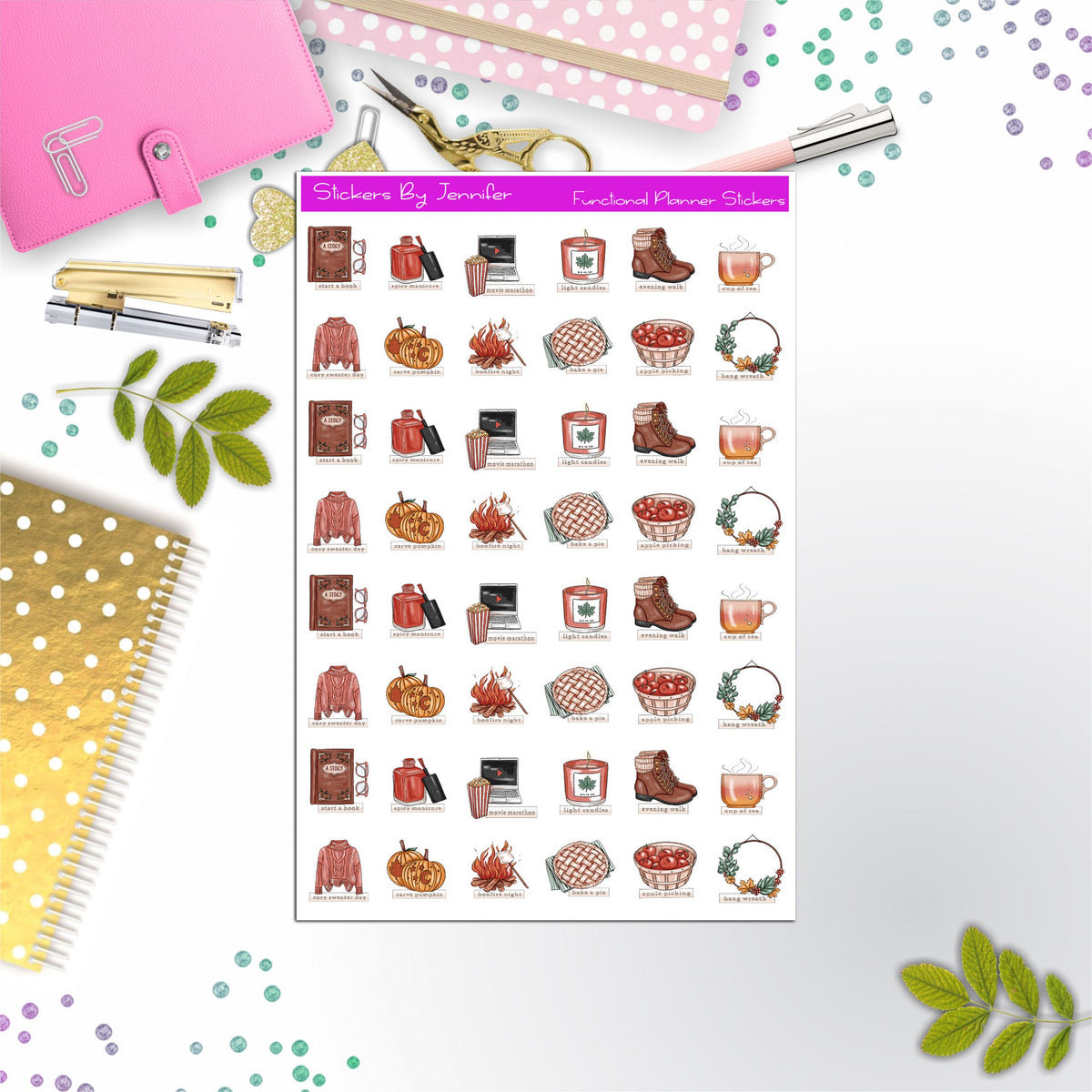 Fall Bucket List Stickers, Planner Stickers, Journal Stickers, Functional Planner Stickers, Stationary Stickers
