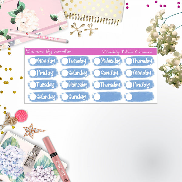 Weekly Date Covers 018 Planner Stickers, Journal Stickers, Functional Planner Stickers, Stationary Stickers