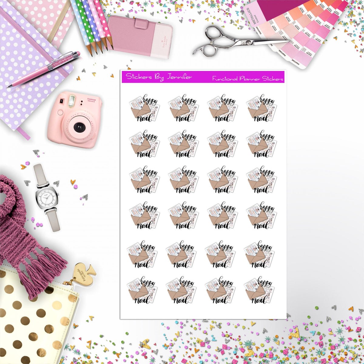 Happy Mail Icon Planner Stickers, Bullet Journal Stickers, Functional Planner Stickers, Stationary Stickers