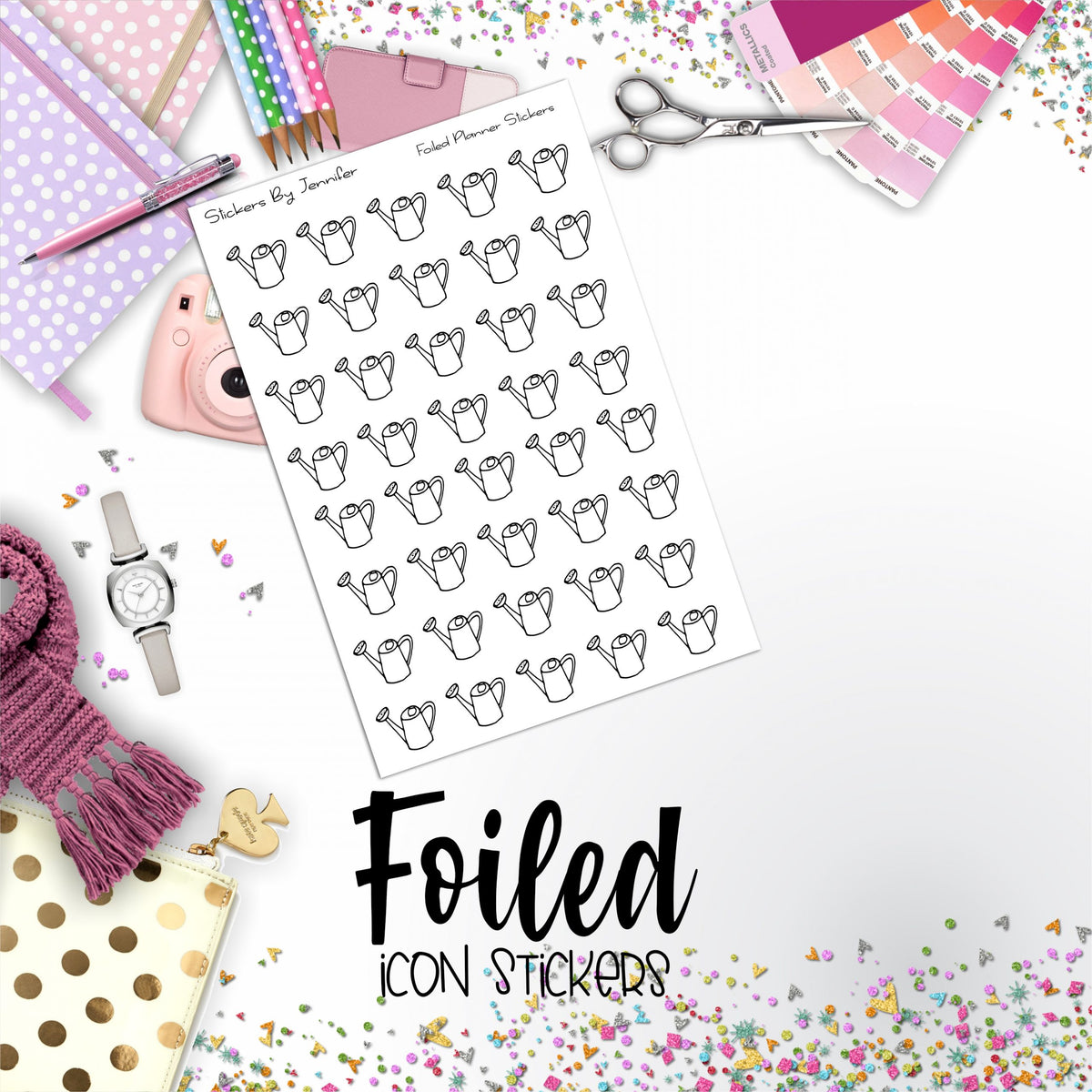 Water Plants Foiled Functional Sticker Sheet