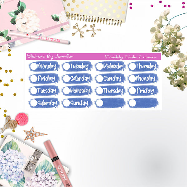 Weekly Date Covers 019 Planner Stickers, Journal Stickers, Functional Planner Stickers, Stationary Stickers
