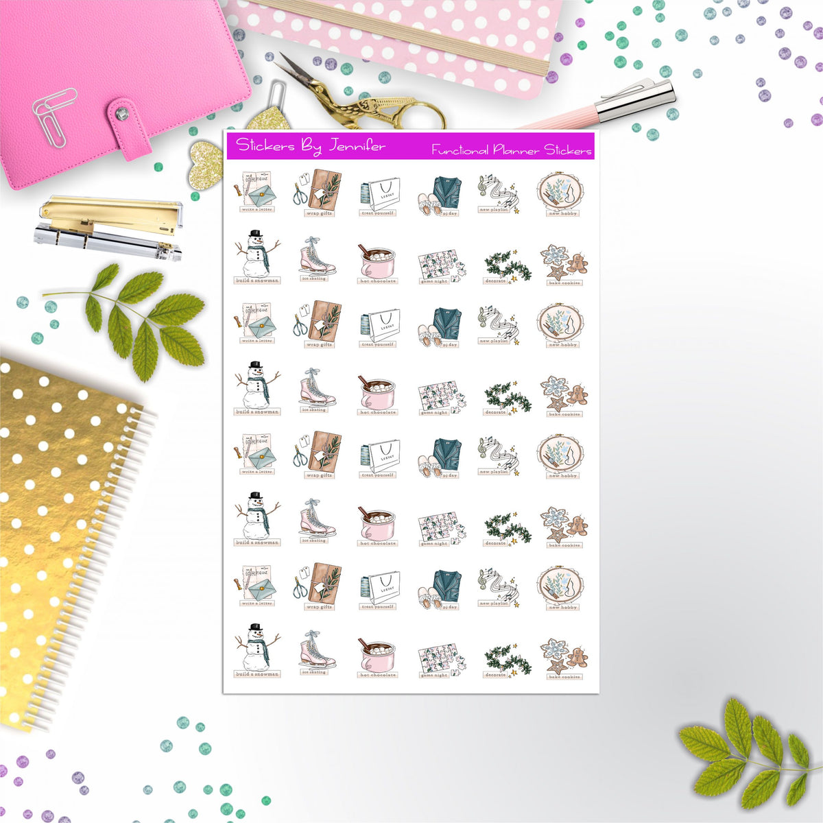 Winter Bucket List Stickers, Planner Stickers, Journal Stickers, Functional Planner Stickers, Stationary Stickers