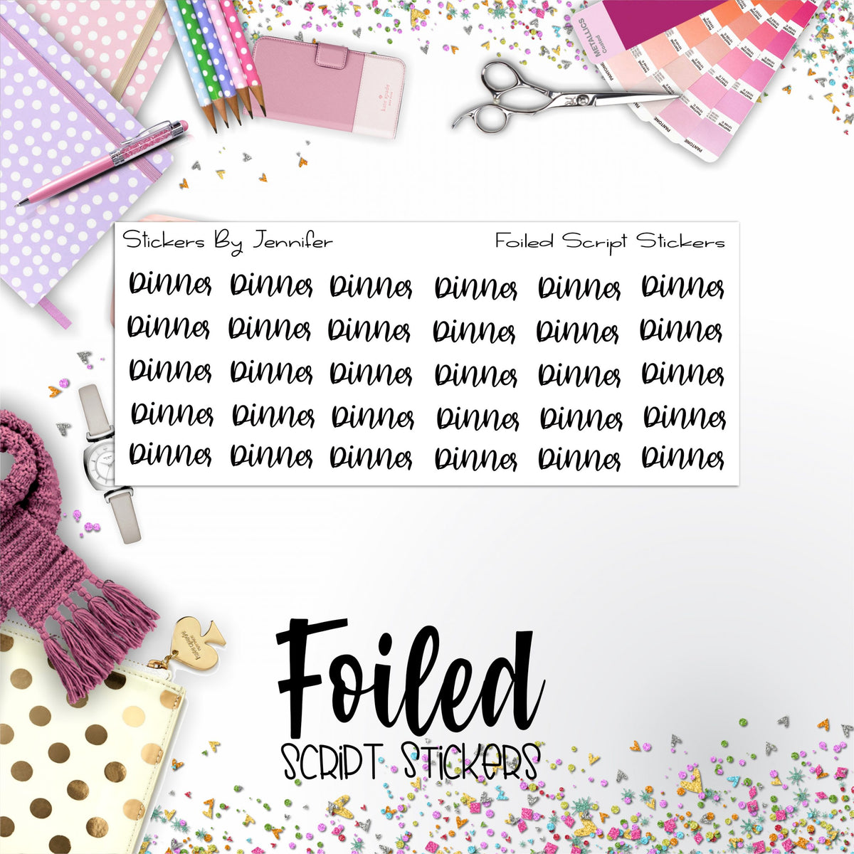 Dinner P-199 Functional Script Sticker Sheet