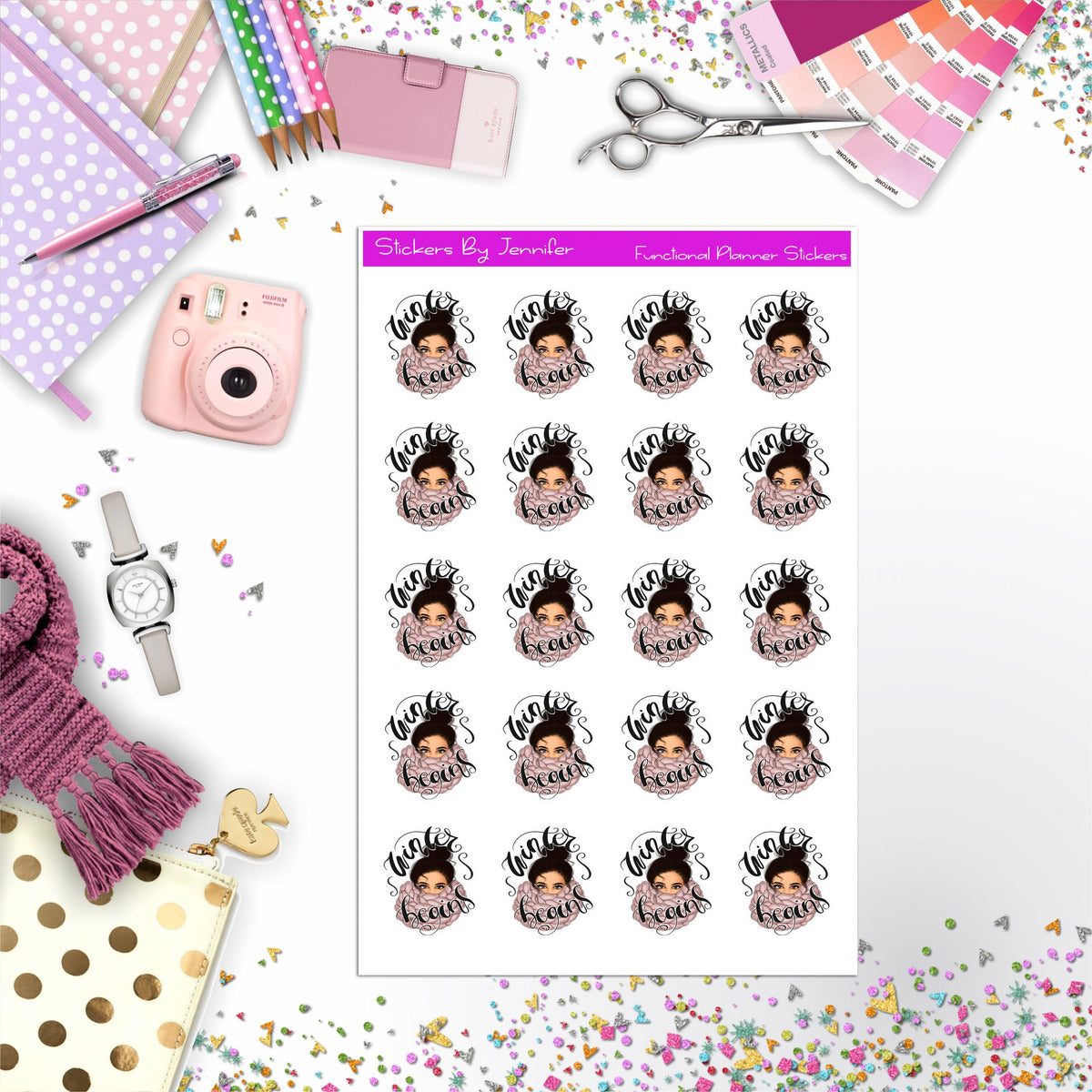 Winter Begins Icon Planner Stickers, Bullet Journal Stickers, Functional Planner Stickers, Stationary Stickers