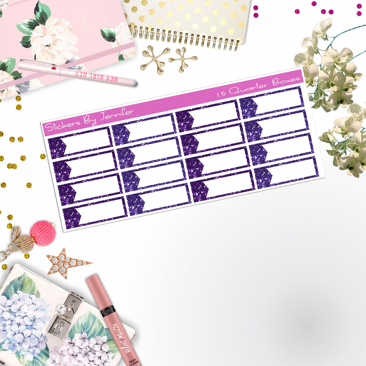 Quarter Boxes 002 Planner Stickers, Journal Stickers, Functional Planner Stickers, Stationary Stickers