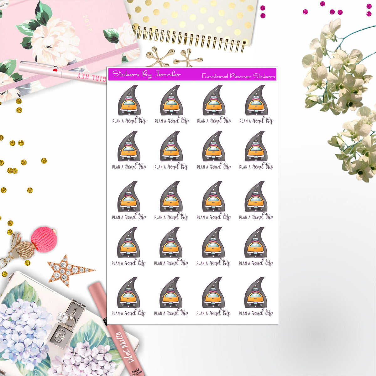Road Trip Stickers, Planner Stickers, Journal Stickers, Functional Planner Stickers, Stationary Stickers