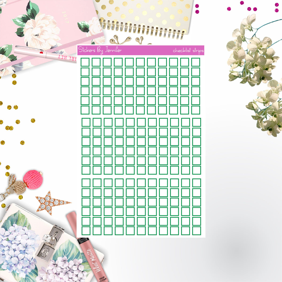 Checklist Strip Stickers 020, Bullet Journal Stickers, Functional Planner Stickers, Stationary Stickers