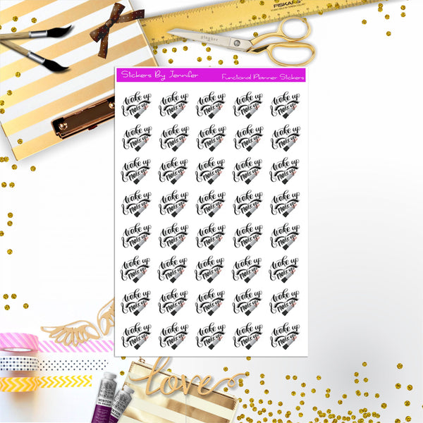 Wakeup Makeup Icon Stickers, Planner Stickers, Journal Stickers, Functional Planner Stickers, Stationary Stickers