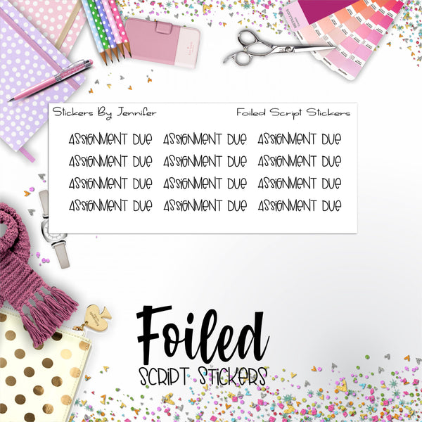 Assignment Due P-205 Functional Script Sticker Sheet