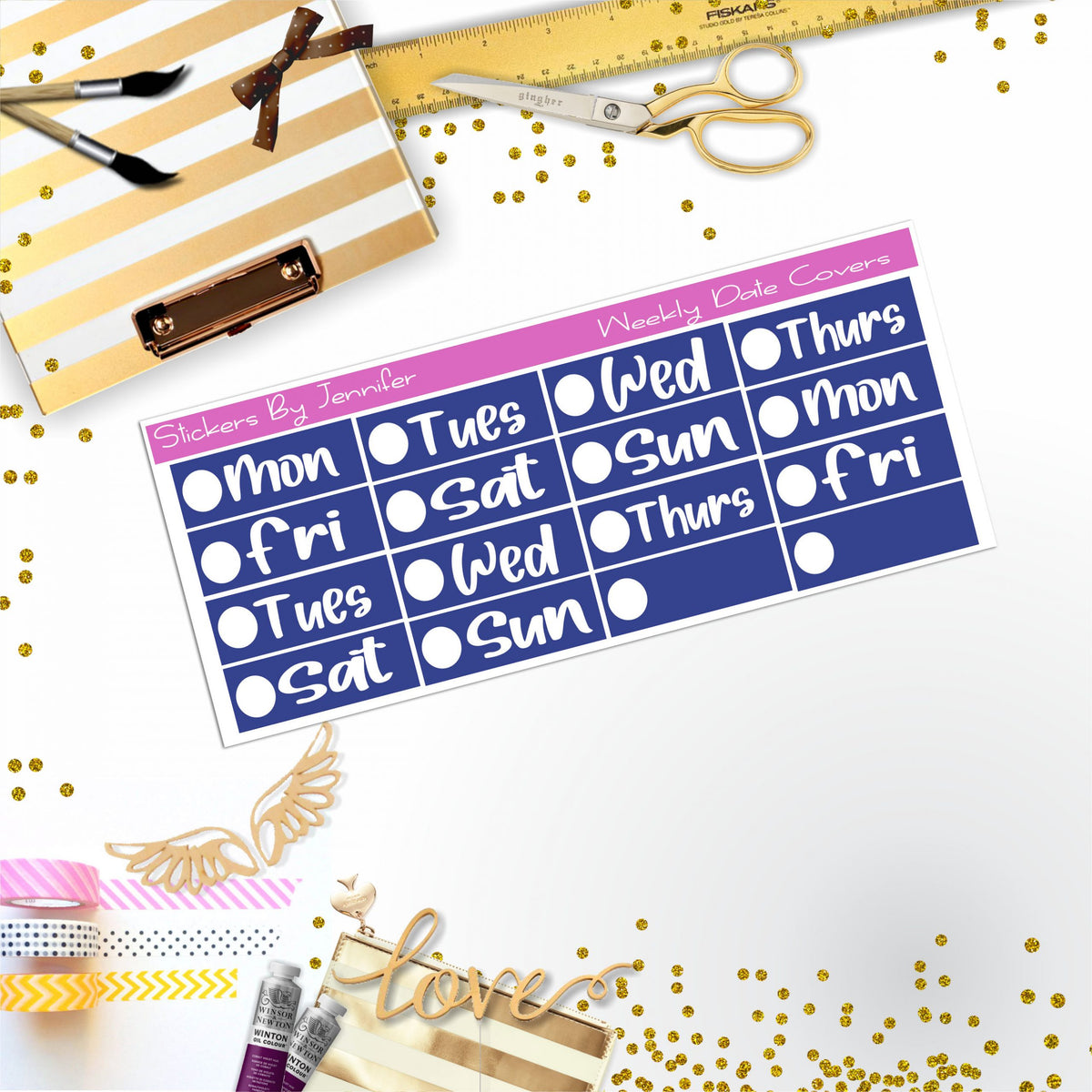 Weekly Date Covers R021 Planner Stickers, Journal Stickers, Functional Planner Stickers, Stationary Stickers