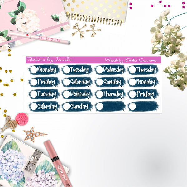 Weekly Date Covers 021 Planner Stickers, Journal Stickers, Functional Planner Stickers, Stationary Stickers