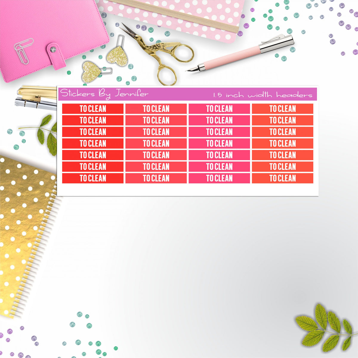 To Clean 021 Planner Headers, Planner Stickers, Journal Stickers, Functional Planner Stickers, Stationary Stickers