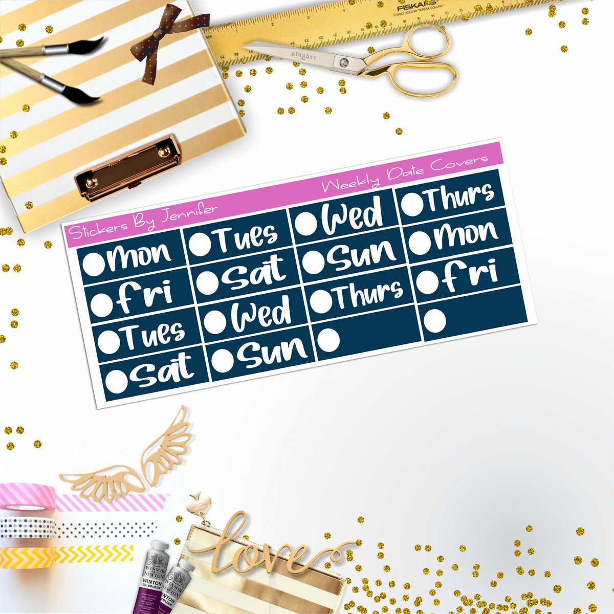 Weekly Date Covers R022 Planner Stickers, Journal Stickers, Functional Planner Stickers, Stationary Stickers