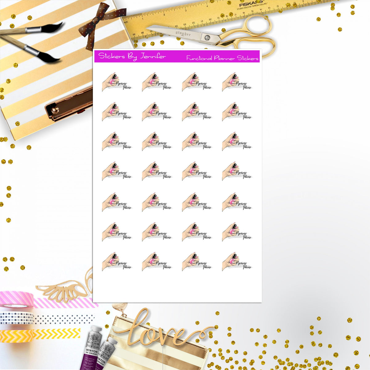 Manicure/Pedicure Stickers, Planner Stickers, Journal Stickers, Functional Planner Stickers, Stationary Stickers