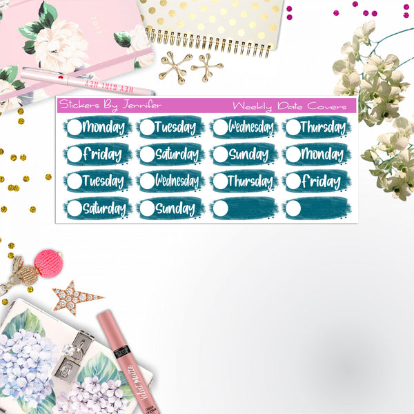 Weekly Date Covers 022 Planner Stickers, Journal Stickers, Functional Planner Stickers, Stationary Stickers