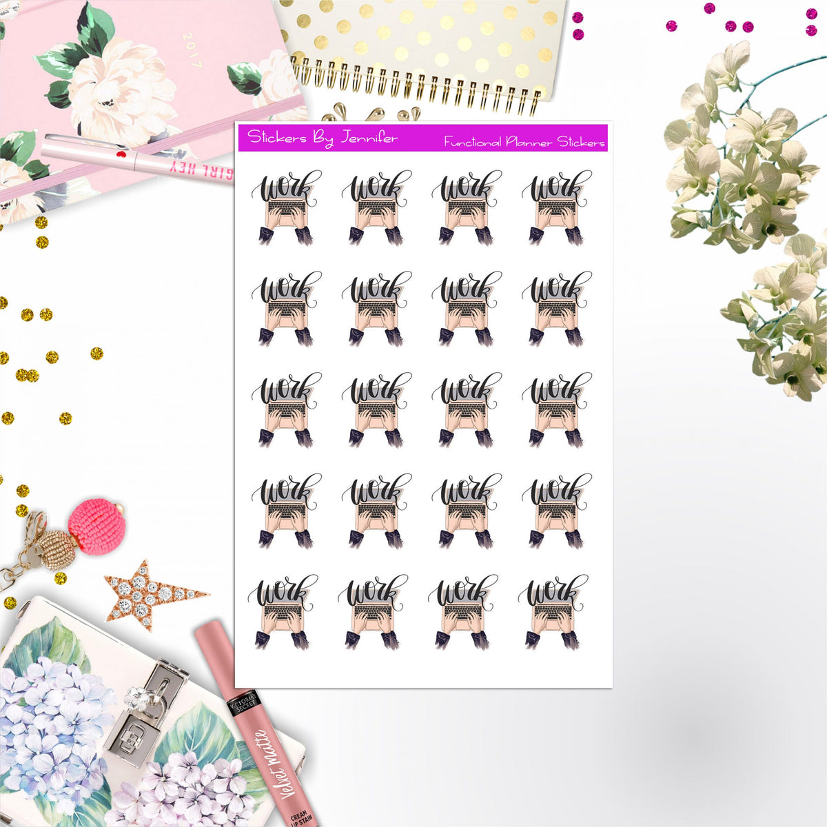 Work Icon Stickers, Bullet Journal Stickers, Functional Planner Stickers, Stationary Stickers