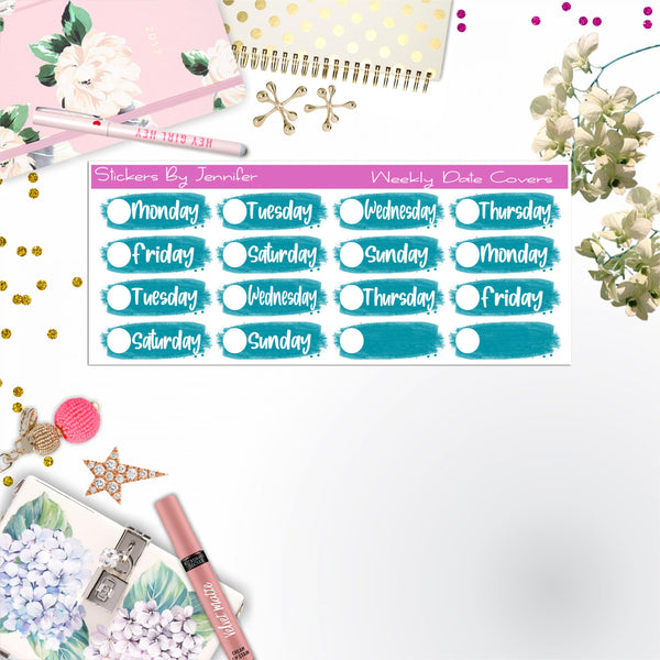 Weekly Date Covers 023 Planner Stickers, Journal Stickers, Functional Planner Stickers, Stationary Stickers