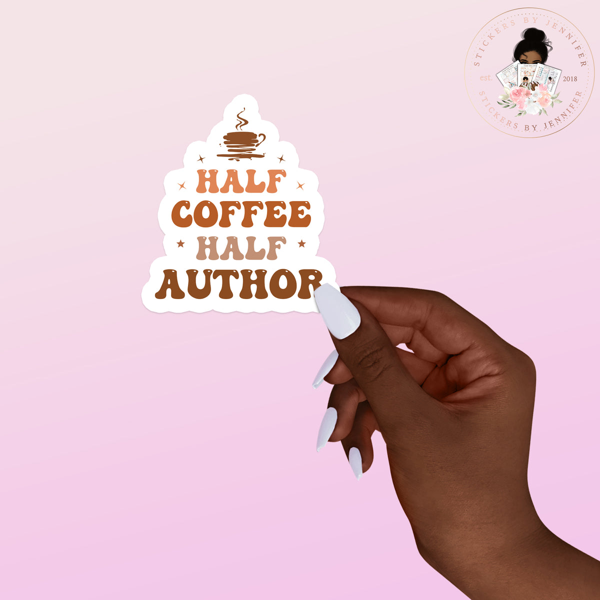 Half Coffee Half Author Vinyl Sticker