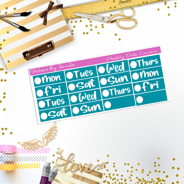 Weekly Date Covers R024 Planner Stickers, Journal Stickers, Functional Planner Stickers, Stationary Stickers
