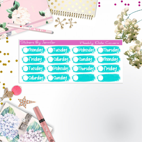 Weekly Date Covers 024 Planner Stickers, Journal Stickers, Functional Planner Stickers, Stationary Stickers